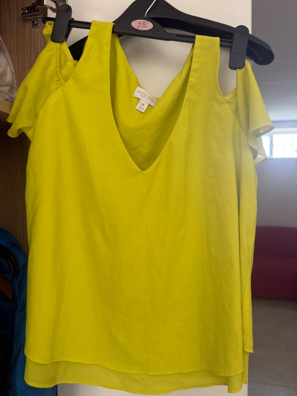 Bisou Bisou Yellow Cold-Shoulder V-Neck Camisole